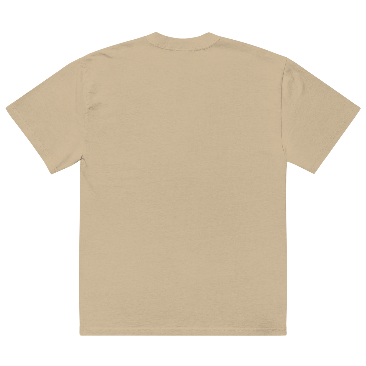 Blank back of the Last Refill oversized tee in Faded Khaki, Printful product preview